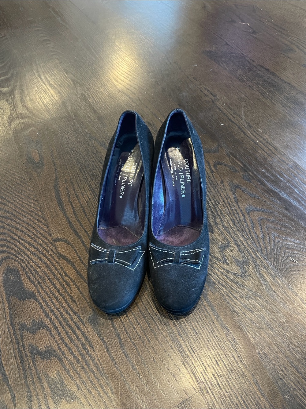 Donald J. Pliner Black Suede Bow Heels